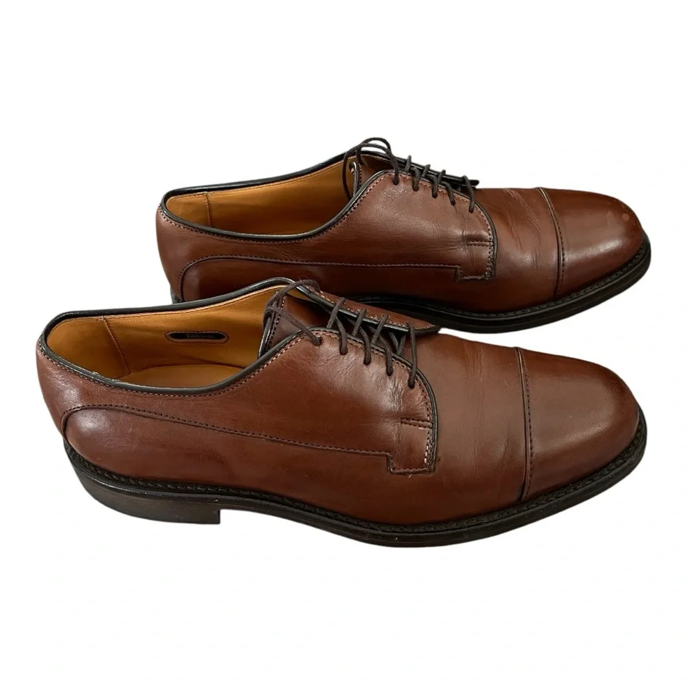 Allen Edmonds Bergland Brown Leather Derby Shoe Mens Size 7 D Lace-up Cap Toe